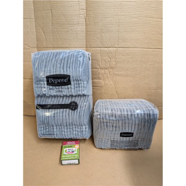 DEPEND underwear for males with incontinence problems, size XL. Three packages (60 Depends) never op