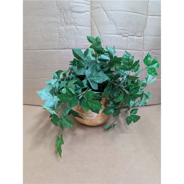 Maple Wood Carving by Dave Sims with washable artificial plant.