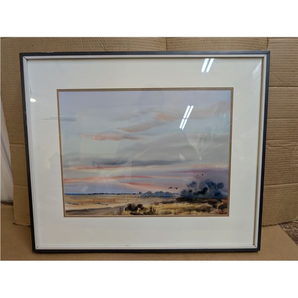 Prairie scene print by Cecil E. James, 1973. Information on renowned artist is included.