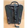 Image 7 : 2-Piece green luggage set (cargo and take on). Towing strap included to tow both with one hand. All 