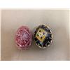 Image 3 : 2 Ukrainian Easter eggs in small decorative baskets. Made in Germany. FRAGILE