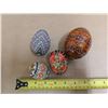 Image 6 : Dish with 4 Easter eggs (large wooden, large beaded, 2 real eggs). Decorative dish made in Japan. FR