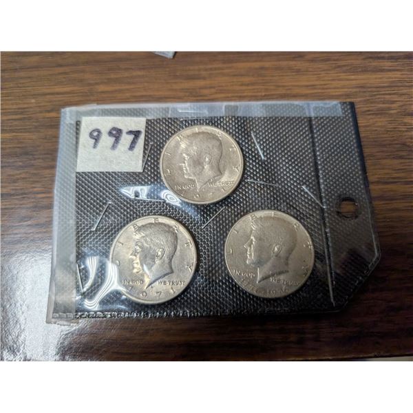 3-American Half Dollars 1776-1976 (bicentennial)