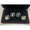 Image 2 : 50-Cent 2004 Sterling Silver Coin set showing four different portraits of Queen Elizabeth II.