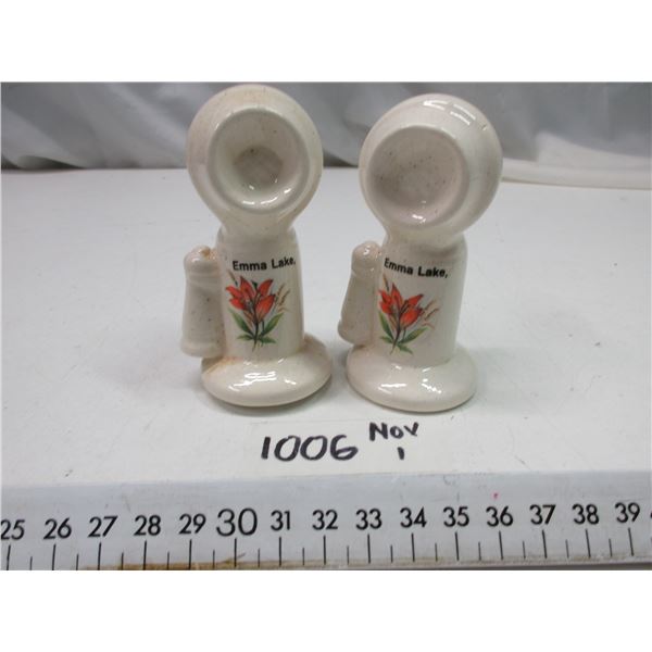 Vintage Candlestick Telephone Salt and Pepper Shaker Set Stamped (Emma Lake)