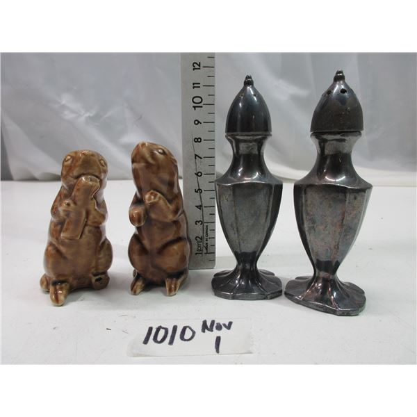 2 pairs Salt and Pepper gophers, pweter Salt and Pepper Stamp BP 35