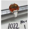 Image 1 : Silver Colored Ring With Orange Stone