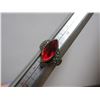 Image 1 : Silver Colored Ring With Red Stone
