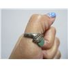 Image 2 : 9.25 Silver Ring with Leaf Plus Green Stone