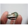 Image 3 : 9.25 Silver Ring with Leaf Plus Green Stone