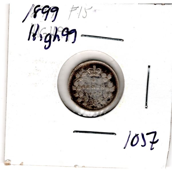1057.  1899 HIGH 99 FIVE CENT SILVER