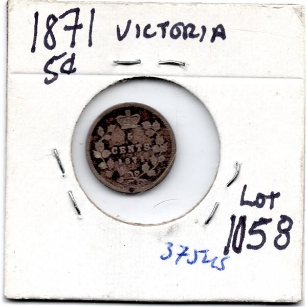 1058.  1871 FIVE CENT SILVER