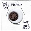 Image 2 : 1058.  1871 FIVE CENT SILVER