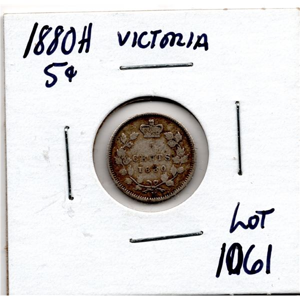 1061.  1880H FIVE CENT SILVER