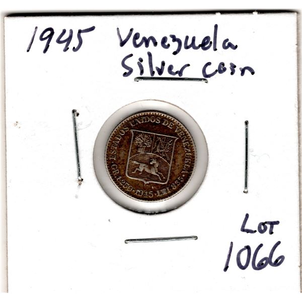 1066.  1945 VENEZUALA SILVER COIN