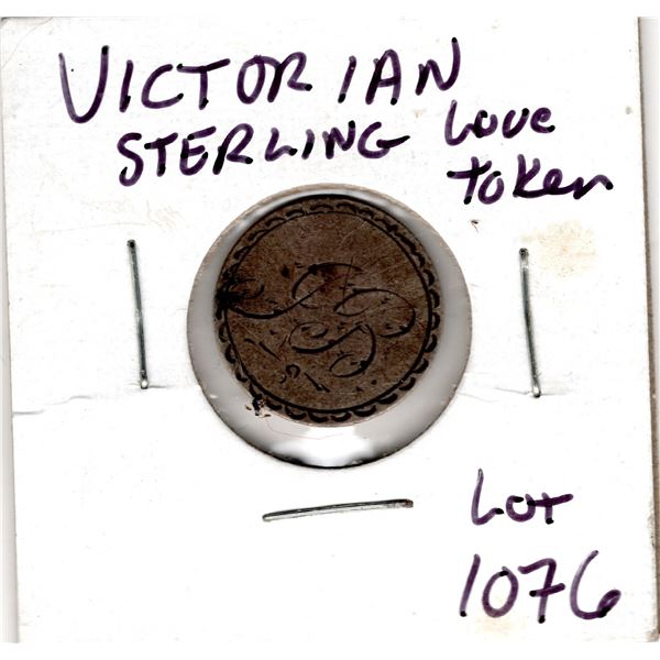 1076.  SCARCE VICTORIAN TEN CENT LOVE TOKEN, STERLING