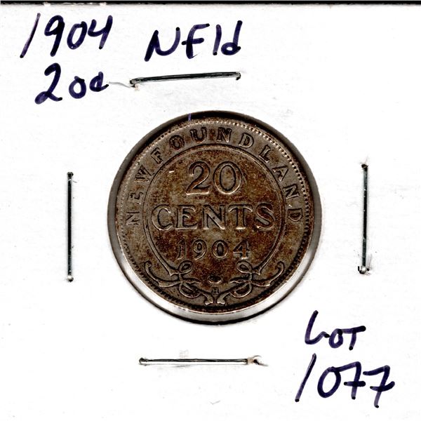 1077.  1904H NEWFOUNDLAND TWENTY CENT