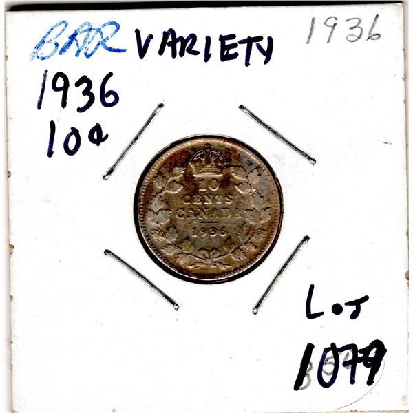 1079.  SCARCE 1936 TEN CENT BAR VARIETY