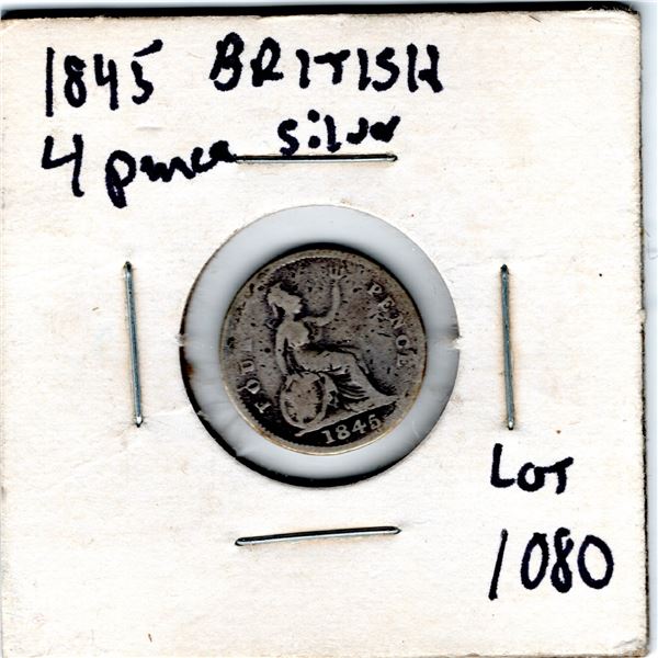 1080.  1845 BRITISH FOUR PENCE SILVER