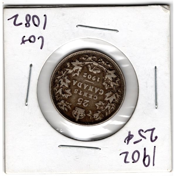 1082.  1902 TWENTY-FIVE CENT SILVER EDWARD VII
