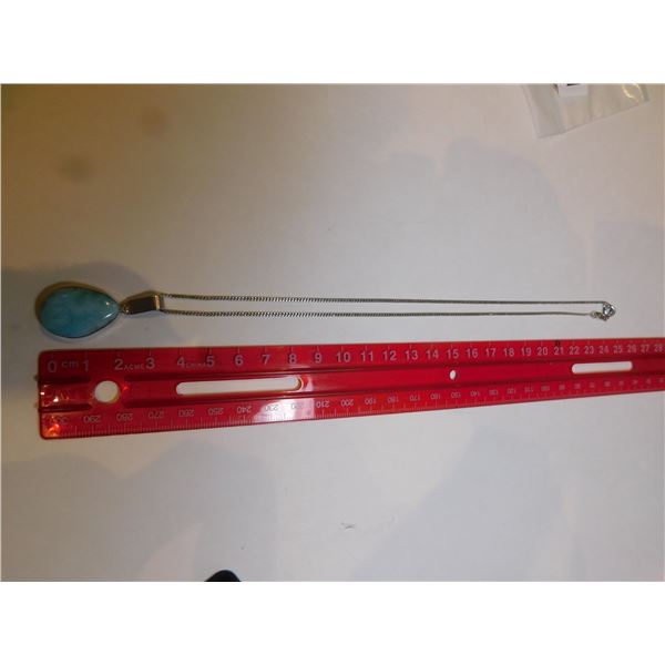 1113.  LARIMAR STERLING PENDANT ON A STERLING CHAIN