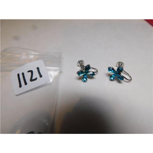 1121.  ROYAL CREST BLUE CRYSTAL SCREWBACK EARINGS