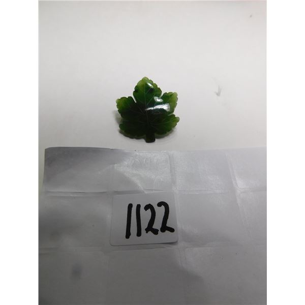1122.  CANADIAN JADE MAPLE LEAF BROOCH