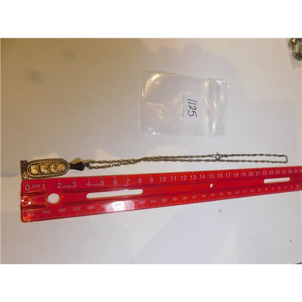 1125.  MEXICAN STERLING AND GOLD PENDANT ON STERLING CHAIN, ORO MAYA