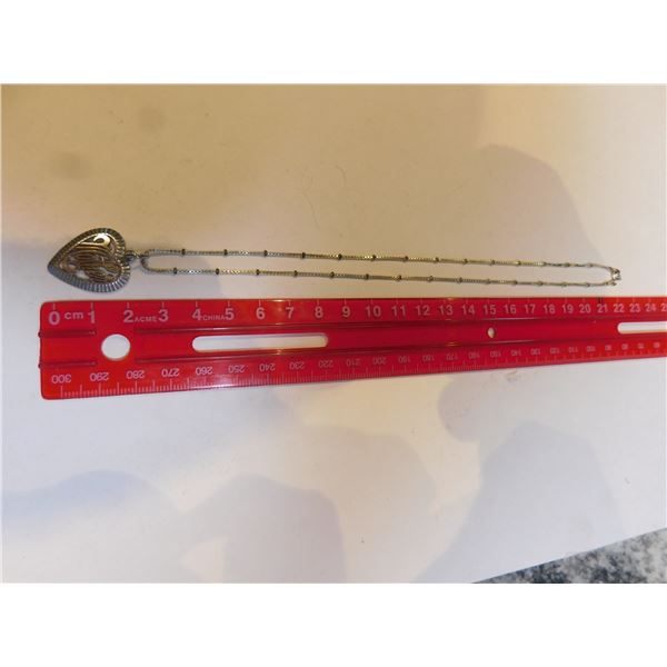 1127.  MOTHER STERLING SILVER HEART PENDANT ON STERLING NECKLACE