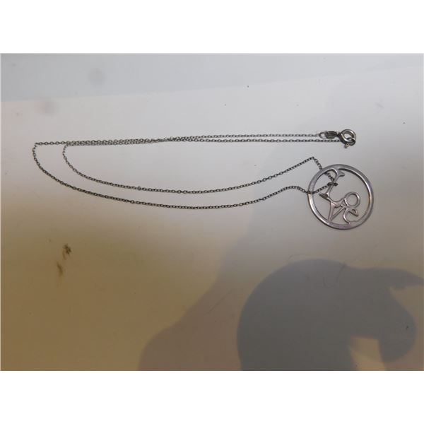 1135.  STERLING LOVE PENDANT ON A STERLING CHAIN