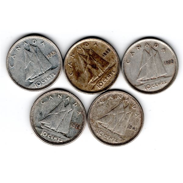 1138.  5-SILVER WAR YEARS TEN CENTS