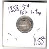 Image 2 : 1146.  1858 FIVE CENT STERLING HOLED 1ST CANADIAN FIVE CENT
