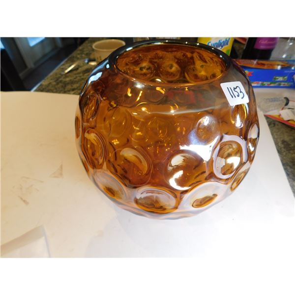 1153.  FENTON AMBER OVERLAY COIN DOT BALL VASE