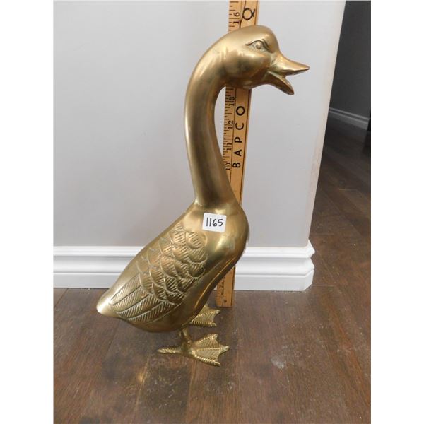 1165.  16” TALL BRASS DUCK