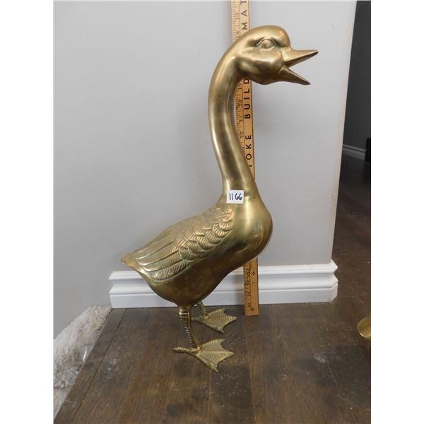 1166.  19” TALL BRASS DUCK