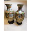 Image 1 : 1167.  2-CLOISONNE DECORATIVE ORIENTAL VASES AND STANDS