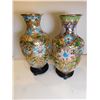 Image 2 : 1167.  2-CLOISONNE DECORATIVE ORIENTAL VASES AND STANDS