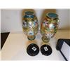 Image 4 : 1167.  2-CLOISONNE DECORATIVE ORIENTAL VASES AND STANDS