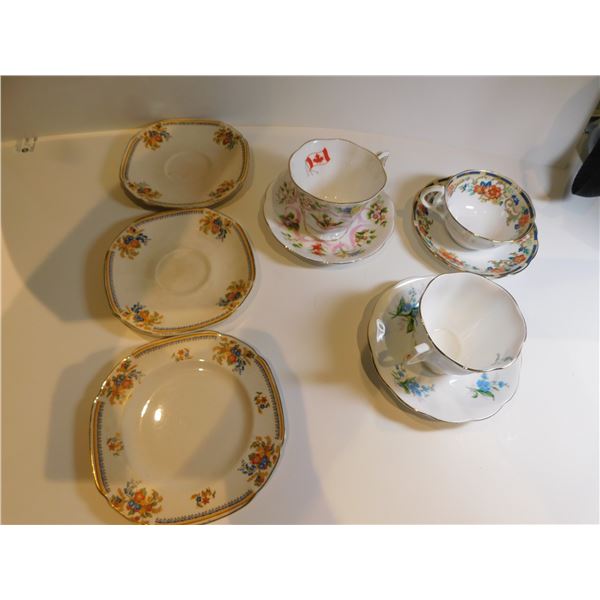 1169.  3 ROYAL ALBERT CUPS AND SAUCERS AND 3 VINTAGE PLATES
