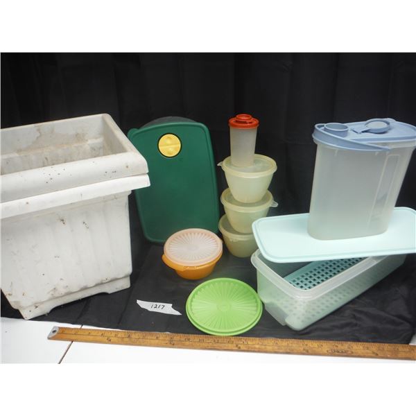 Tupperware and (2) Flower Pots