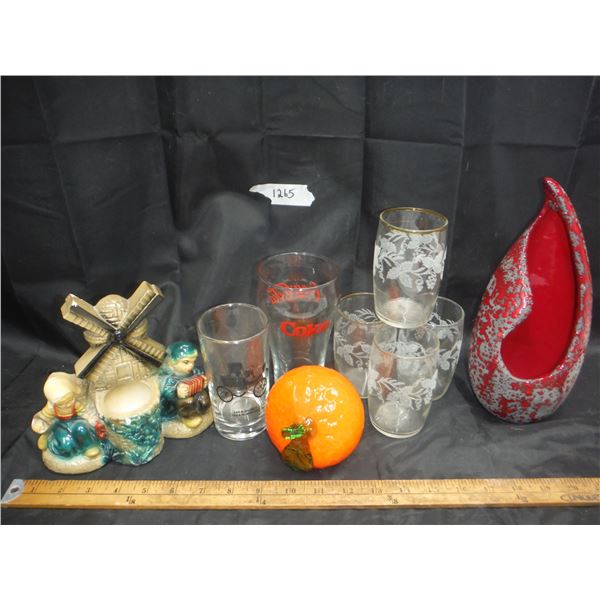 Vintage Glassware, Glass Fruit, Chalkware