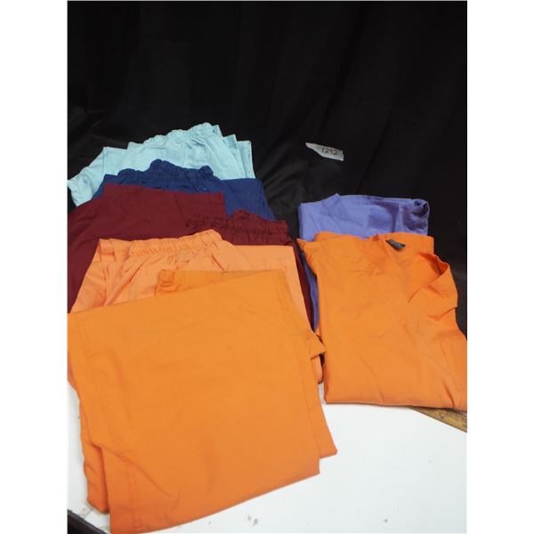 Nurse scrubs, size large, 5 pants, 2 tops