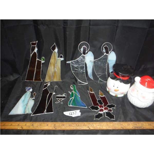Stained Glass Nativity Scene and misc.