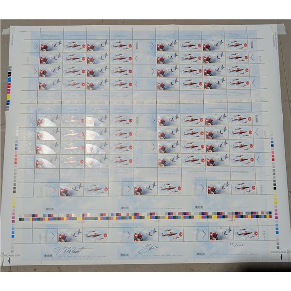Canadian Forces Snowbirds 2006, 65/1000, uncut press sheet stamps: $0.51 each, Face Value $38.76.