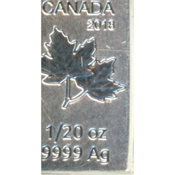 -1/20th ounce 9999 fine double maple silver