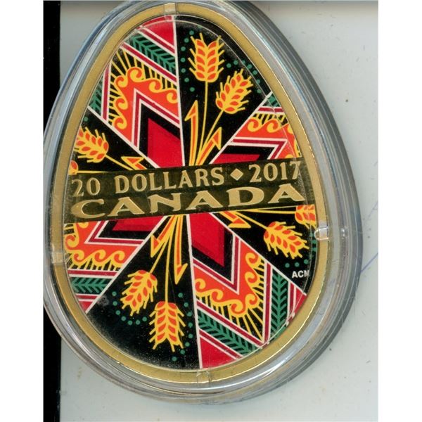 Royal Canadian Mint Coin, Housed in original Case 2017 20 Dollar Fine Silver Coin Traditional Pysank