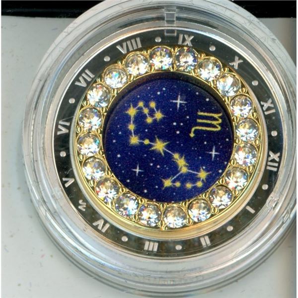 Royal Canadian Mint Coin, Housed in original Case 2019 5 Dollar Silver Coin Zodiac Series: Scorpion