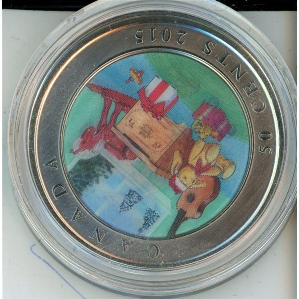 Royal Canadian Mint Coin, Housed in original Case 2015 50-Cent Holiday Toy Box lenticular Coin