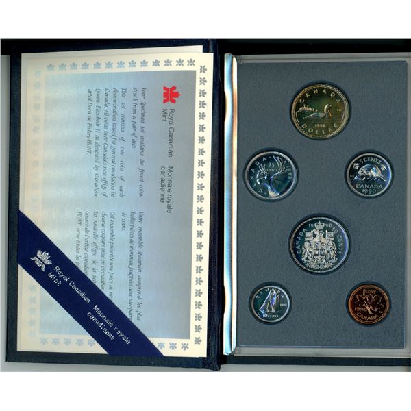 1990 Canadian Royal Mint Specimen Set 6- Coin Set Housed In original Case