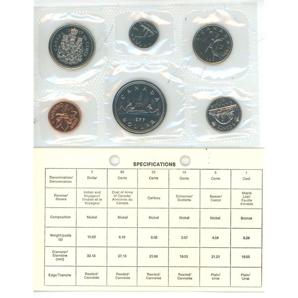 1977 Royal Canadian Mint Specimen 6 Coin Set